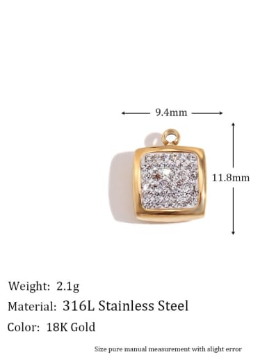 Stainless steel 18K Gold Plated Cubic Zirconia Geometric Charm