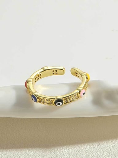 JZ0377-3,Color Brass Evil Eye Ring with 14K gold color