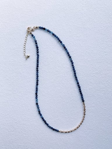blue N-STMT-0004 Natural Round Shell Beads Chain Handmade Beaded Necklace