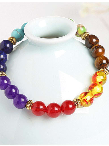 Seven color chain bracelet Alloy Natural Stone Artisan Handmade Beaded Bracelet