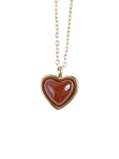 Titanium Steel Carnelian Heart Necklace