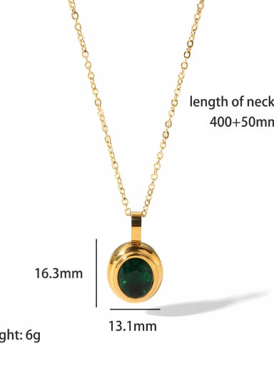 TN3076 GN, Necklace Titanium Steel Drop Stone Earring with 2 colors