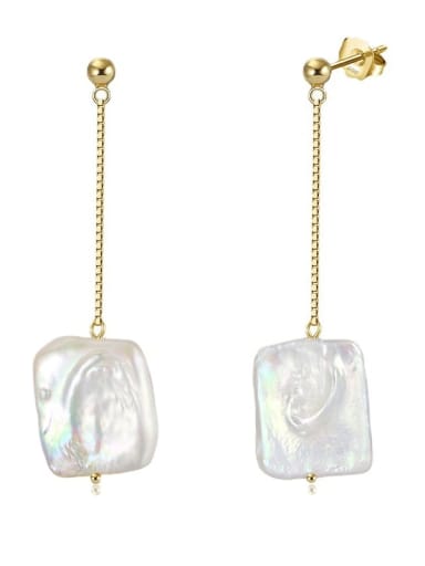 925 Sterling Silver Freshwater Baroque Pearl Geometric Luxury Drop Earring