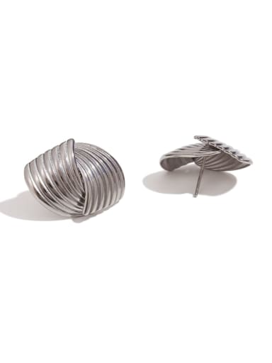 Steel color Stainless steel Fan-Shaped Striped Crossed Earring