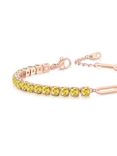 Brass Cubic Zirconia Geometric Dainty Bracelet