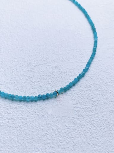 blue Gemstone Crystal Bead Chain N-DIY-0027 Natural  Gemstone Crystal Bead Chain Multi Color Geometric Pendant Handmade Beaded Necklace