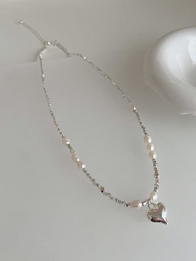 Alloy Freshwater Pearl Heart Dainty Necklace