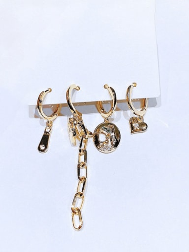 White  zirconium Brass Cubic Zirconia Geometric Vintage Huggie Earring