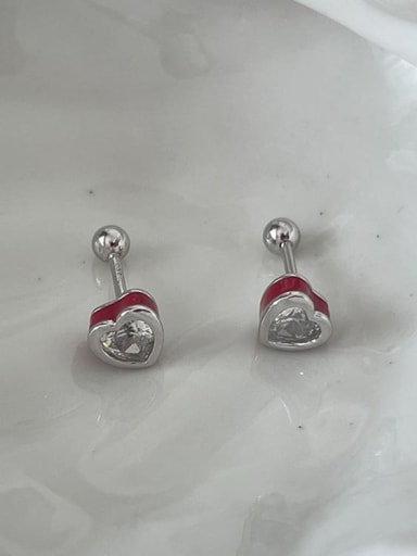 Alloy Cubic Zirconia Heart Dainty Stud Earring