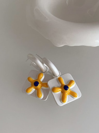 Alloy Enamel Flower Cute Drop Earring