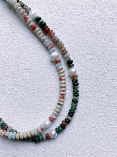 N-STPE-0007  Natural Gemstone Crystal Beads Chain Handmade Beaded Necklace