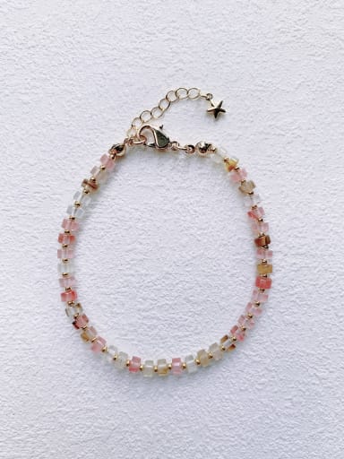 B-ST-010 Natural  Gemstone Crystal Beads Chain Minimalist Handmade Beaded Bracelet