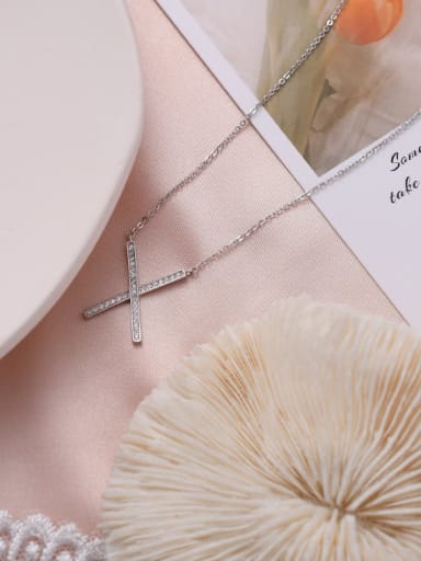 Silver Color, 21.5mmX16.4mm 925 Sterling Silver Cross Necklace