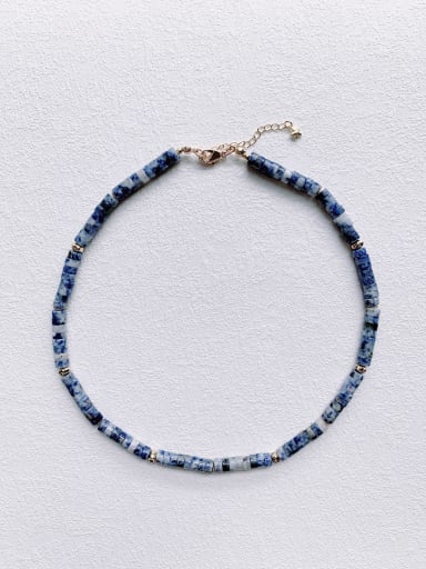 Dark Blue N-STMT-0011  Natural Round Shell Beads Chain Handmade Beaded Necklace