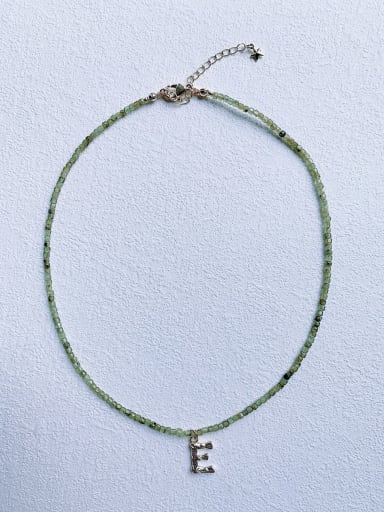 N-DIY-0020 Gemstone Cubic Crystal Chain Letter  Pendant Minimalist Headmade   Beaded Necklace