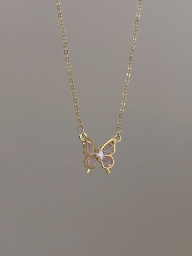 Alloy Cubic Zirconia Butterfly Dainty Necklace