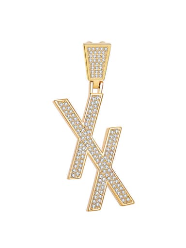Brass Rhinestone White Letter Trend Initials double xx Necklace