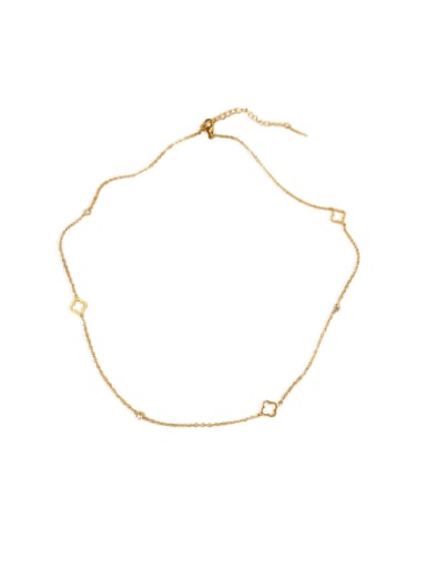 golden Titanium Steel Flower Minimalist Long Strand Necklace