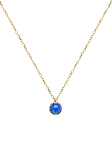 blue Titanium Steel Opal Geometric Dainty Necklace