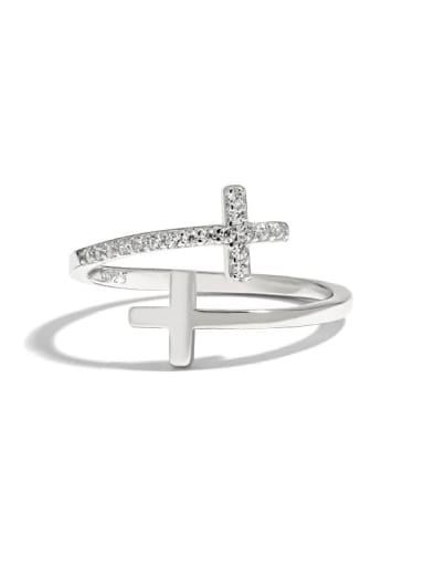 Platinum Color 925 Sterling Silver Cross Ring