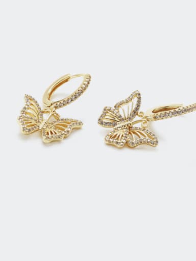 Brass Cubic Zirconia Butterfly Cute Huggie Earring