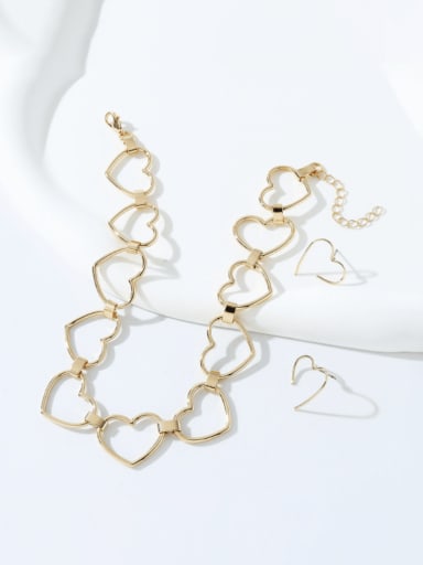 Zinc Alloy Heart Minimalist Choker Necklace And Earring Set