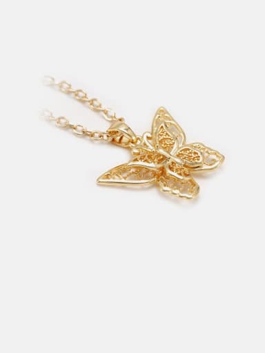 Brass Cubic Zirconia Butterfly Minimalist Necklace