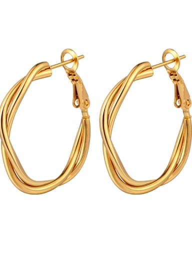 Entangled geometric gold Stainless steel Geometric Minimalist Hoop Earring