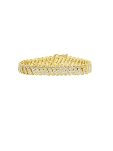 Gold 16cm Brass Cubic Zirconia Irregular Hip Hop Bracelet
