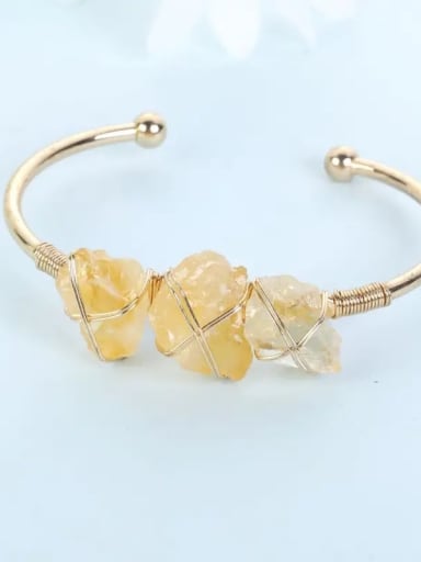 Citrine Stainless steel Natural Stone Irregular Minimalist Cuff Bangle