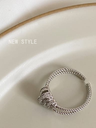 Brass Rhinestone Geometric Dainty Ring With free size