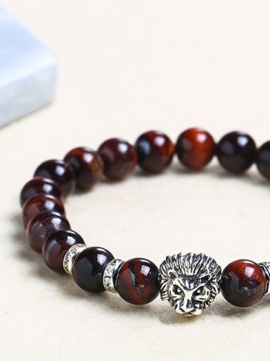 Black and red Alloy Crystal Lion Trend Handmade Beaded Bracelet/Multi-color optional