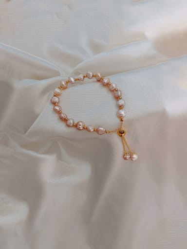2 Champagne   freshwater pearl bracelet Alloy Imitation Pearl Geometric Vintage Beaded Bracelet