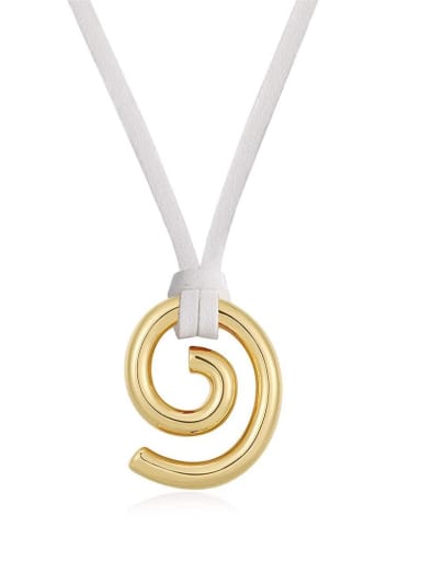 white Brass Artificial Leather Geometric Necklace