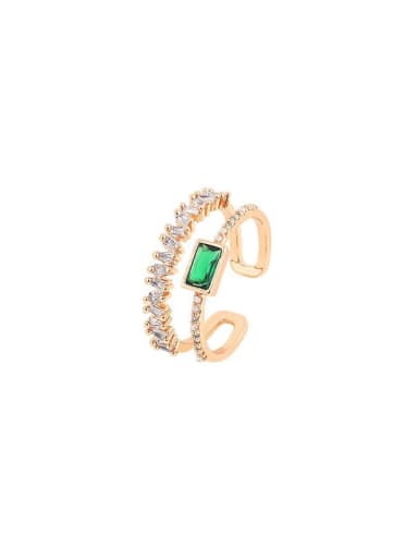 Brass Cubic Zirconia Green Stone Trend Ring