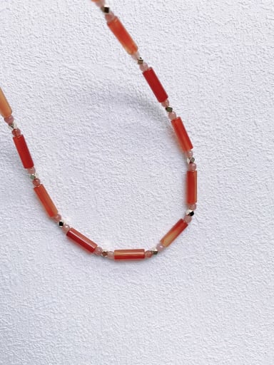 red N-STMT-0009 Natural Round Shell Beads Chain Handmade Beaded Necklace
