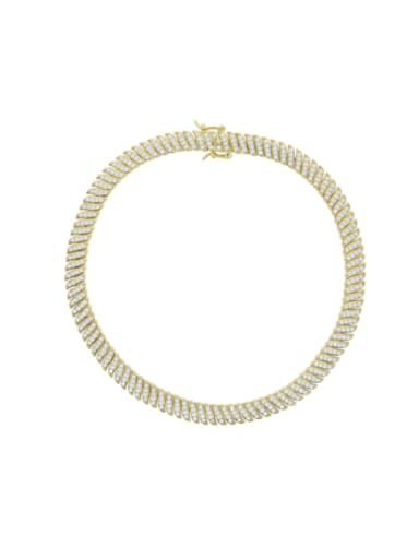 Gold +white stone 41cm Brass Cubic Zirconia Irregular Hip Hop Necklace