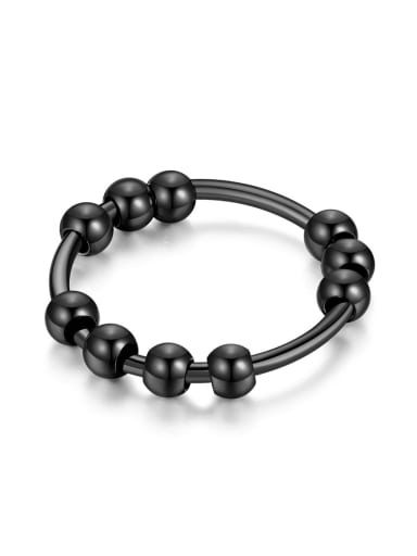 10 round bead black Stainless steel Geometric Trend Band Ring