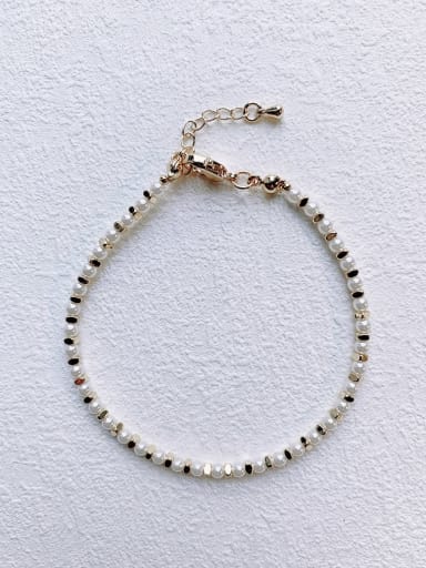 Brass Imitation Pearl Geometric Minimalist Handmade Beaded Bracelet