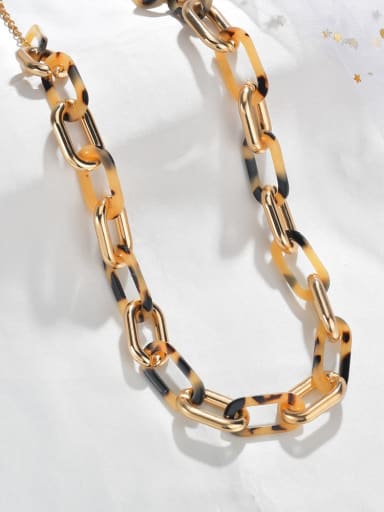 Stainless steel Cellulose Acetate Geometric Cuban Necklace