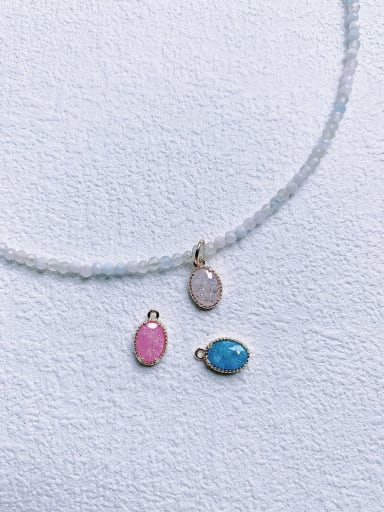 N-DIY-0015 Gemstone Crystal Chain Water Drop Pendant  Minimalist handmade Beaded Necklace