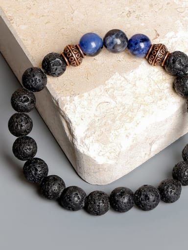 Volcanic bluestone Bracelet Volcanic stone Geometric Minimalist Handmade Beaded Bracelet