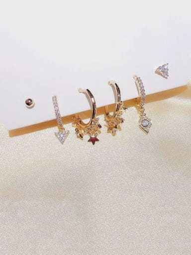 Brass Cubic Zirconia Star Dainty Huggie Earring