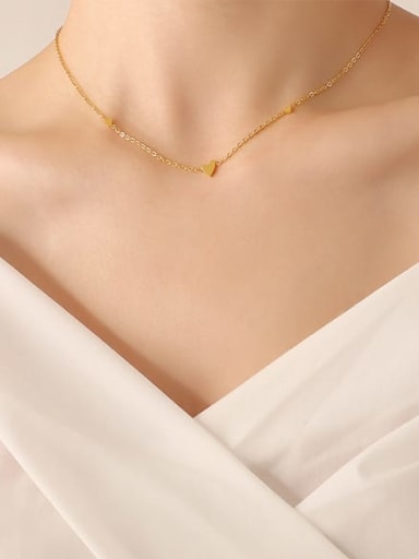 P647 Gold Necklace 40+ 5cm Titanium Steel Heart Minimalist Necklace