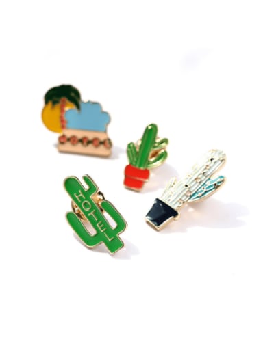 custom Alloy Enamel Cactus Trend Four Piece Set  Brooch