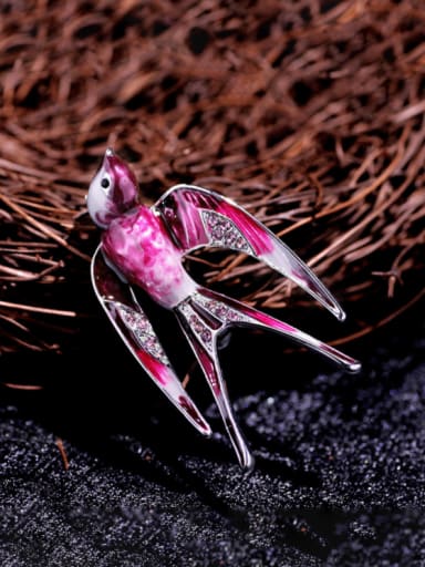 X897 2 81 Steel Rose Alloy Enamel Bird Cute Little Swallow Brooch