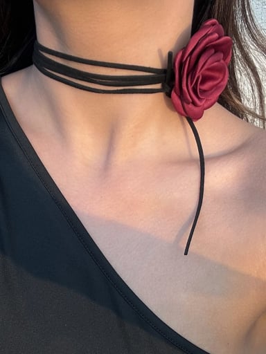 Velvet Flower Minimalist Choker Necklace