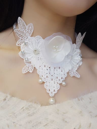 Extra large V-shaped Yarn Flower Minimalist Choker Necklace