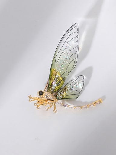 Brass Acrylic Dragonfly Cute Brooch