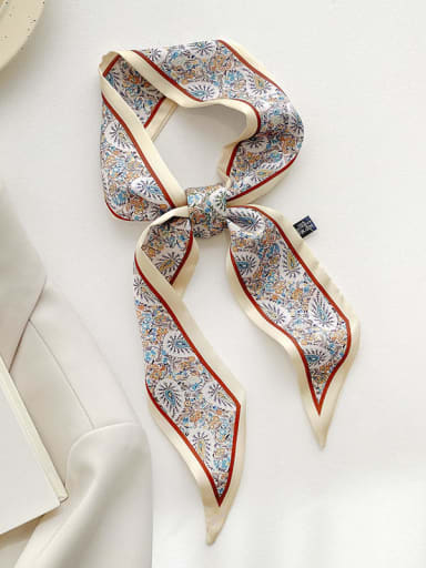 Satin light and fresh small love double-layer narrow 95*6cm retro long silk scarf